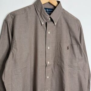 NWT Ralph Lauren Houndstooth Yarmouth Button Shirt Men's Brown Size 15 1/2 32/33